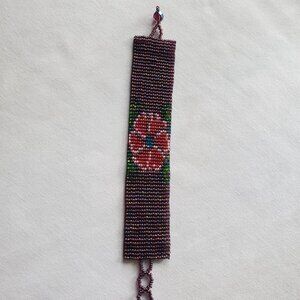 Handmade Adjustable Loom Beaded Band Bracelet with Loop and Ball Clasp